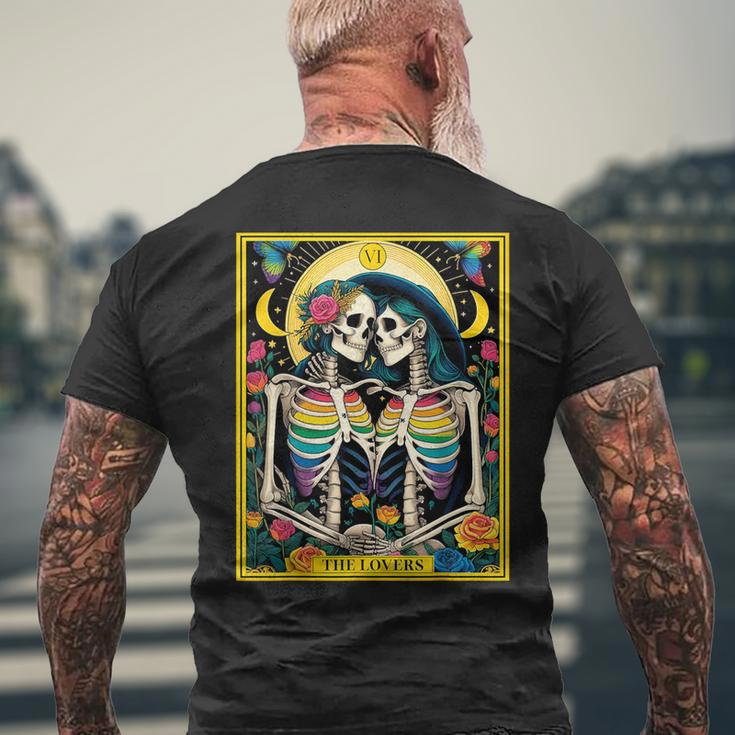 The Lovers Tarot Card Roses Lesbian Goth Kissing Skeletons Men's T-shirt Back Print Gifts for Old Men