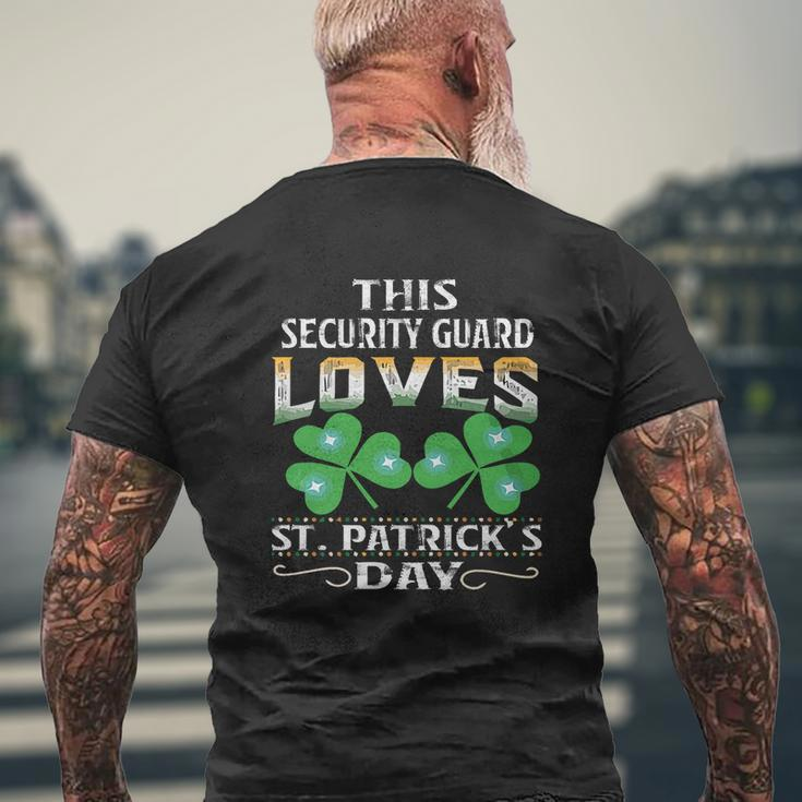 Lucky Shamrock This Security Guard Loves St Patricks Day Job Title Mens Back Print T-shirt Gifts for Old Men