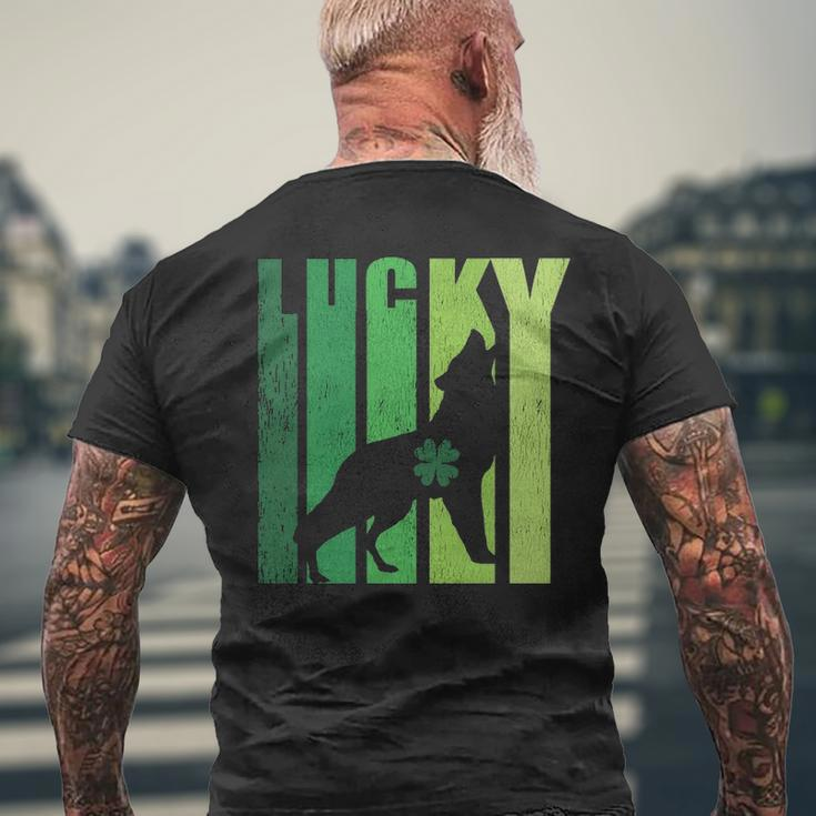 Lucky Wolf Lovers Shamrock Irish St Patricks Day Men's T-shirt Back Print Gifts for Old Men
