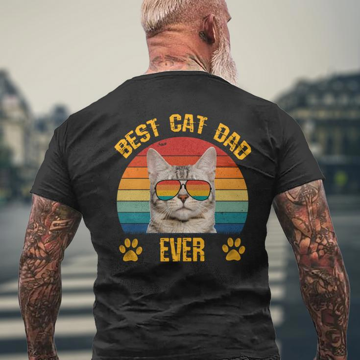 Lustige Katzeatertag Retrointage Papa Best Cat Dad Ever T-Shirt mit Rückendruck Geschenke für alte Männer