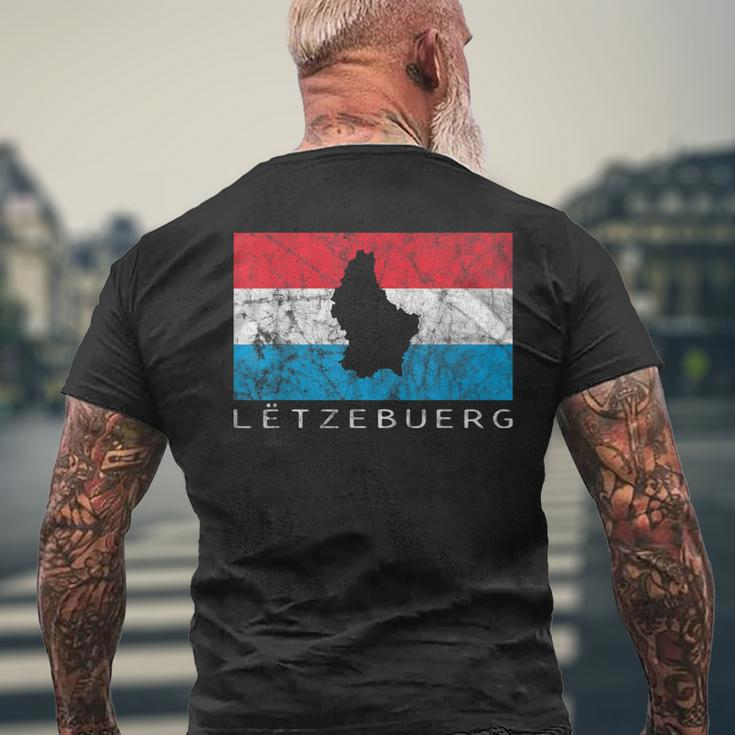 Luxembourg Flag Outline Silhouette Benelux Letzebuerg T-Shirt mit Rückendruck Geschenke für alte Männer