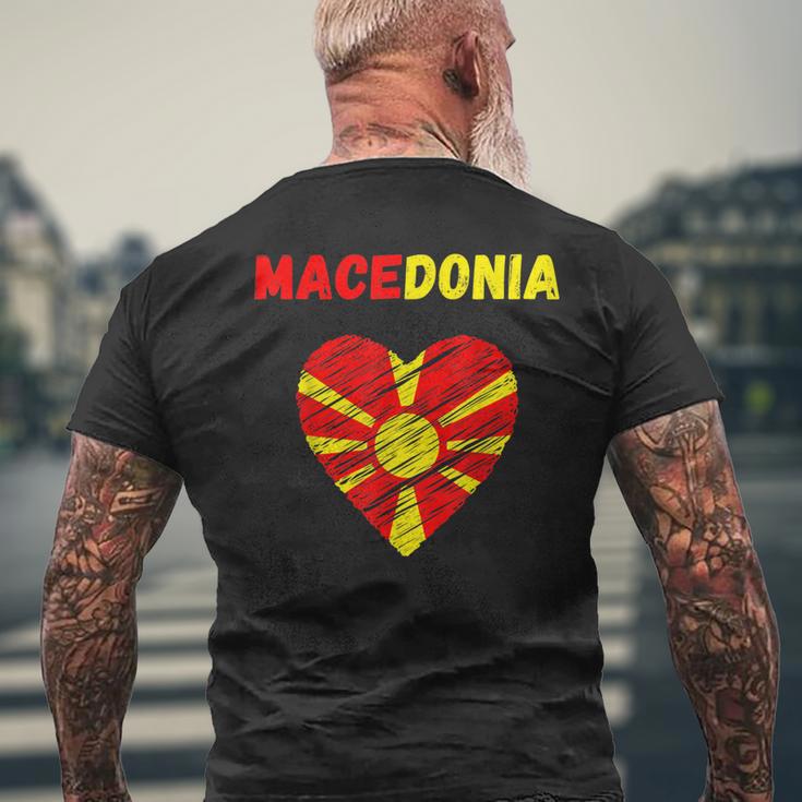 Macedonia Flag Holiday Macedonia Heart Macedonian Flag Men's T-shirt Back Print Gifts for Old Men