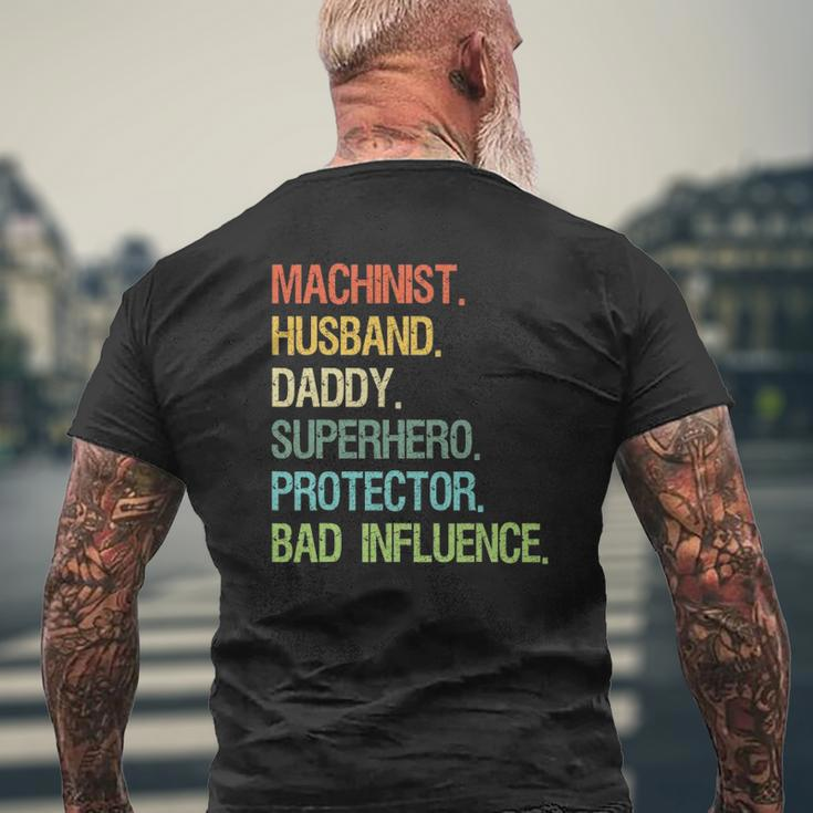 Machinist Husband Daddy Superhero Protector Dad Mens Back Print T-shirt Gifts for Old Men