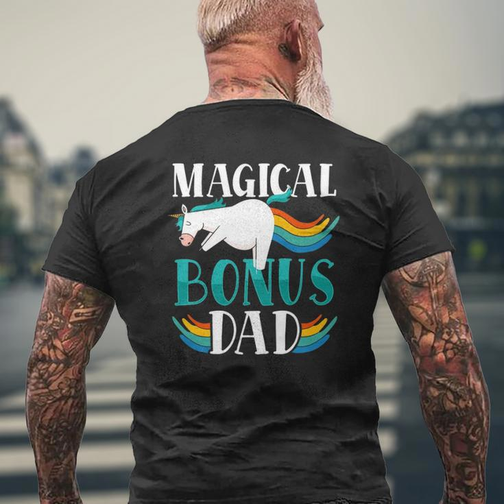 Magical Bonus Dad Proud Stepfather Cute Unicorn Step Dad Mens Back Print T-shirt Gifts for Old Men