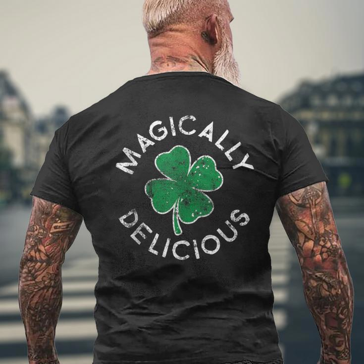 Magically Delicious Lucky Clover St Patrick's Day Distress Men's T-shirt Back Print Gifts for Old Men