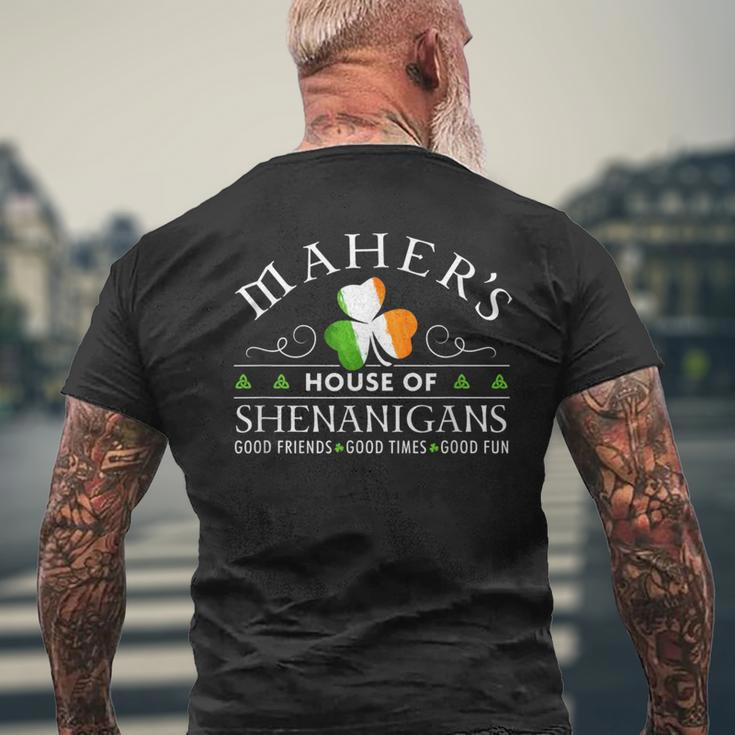 Maher House Of Shenanigans Irish Family Name Men's T-shirt Back Print Gifts for Old Men