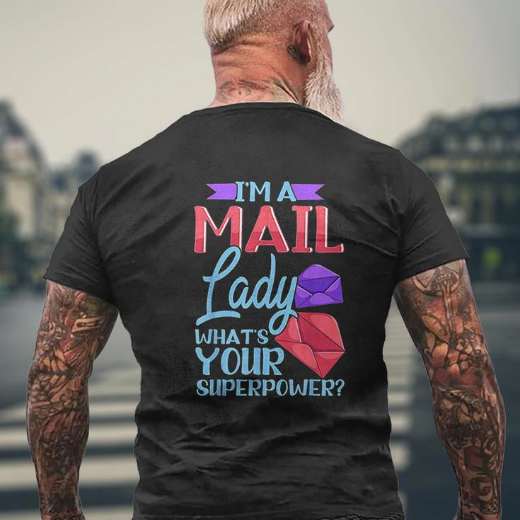 Mail Lady Postal Worker Mens Back Print T-shirt Gifts for Old Men