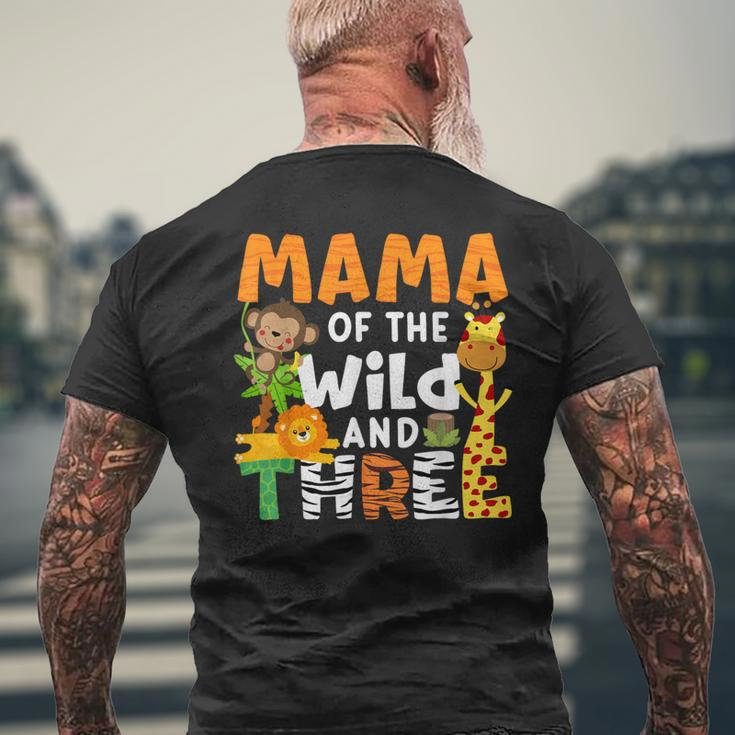 Mama Of The Wild And Three Zoo Theme Birthday Jungle Safari Men's T-shirt Back Print Gifts for Old Men
