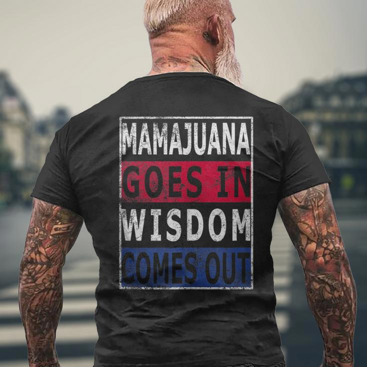 Mamajuana Goes In Wisdom Comes Out Dominican Republic Flag Men's T-shirt Back Print Gifts for Old Men