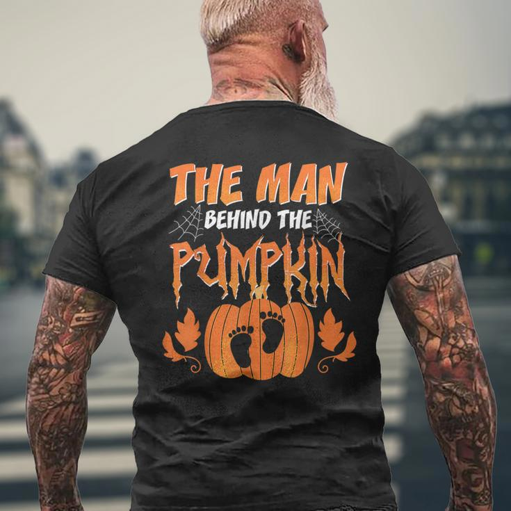 The Man Behind The Pumpkin Baby Dad Soon Halloween Pregnancy Men's T-shirt Back Print Gifts for Old Men