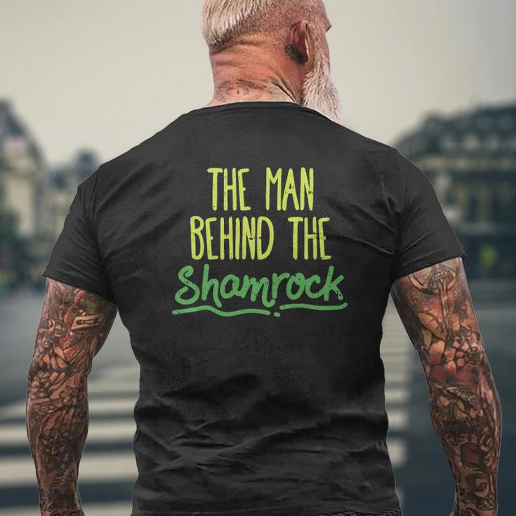 Man Behind The Shamrock St Patrick's Day Pregnancy Dad Mens Back Print T-shirt Gifts for Old Men