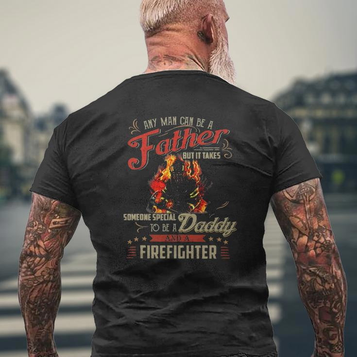 Any Man Can Be A Father Fireman Fathers Day Mens Back Print T-shirt Gifts for Old Men