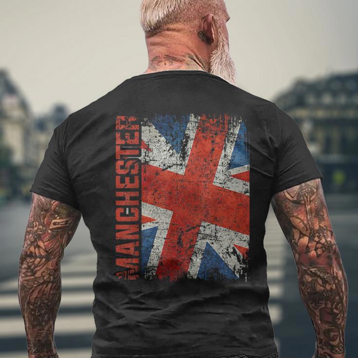 Manchester England United Kingdom British Jack Union Flag Men's T-shirt Back Print Gifts for Old Men