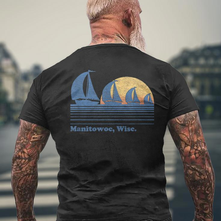 Manitowoc Wi Sailboat Vintage 80S Sunset Men's T-shirt Back Print Gifts for Old Men