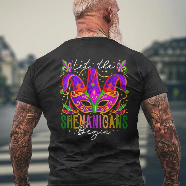 Mardi Gras Costume Let The Shenanigans Begin Mask Women Men's T-shirt Back Print Gifts for Old Men