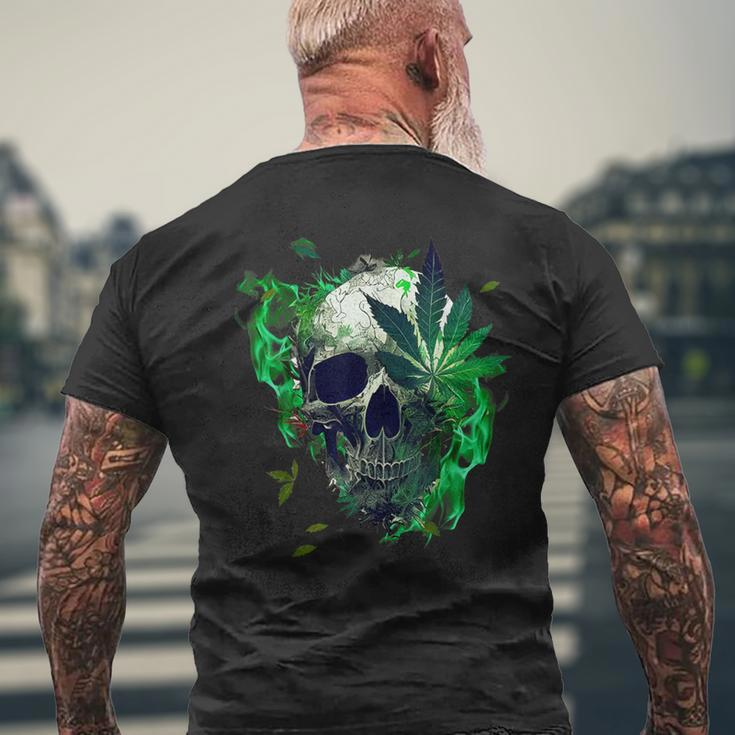 Marijuana Skull Smoke Weed Cannabis 420 Pot Leaf Sugar Skull Men's T-shirt Back Print Gifts for Old Men