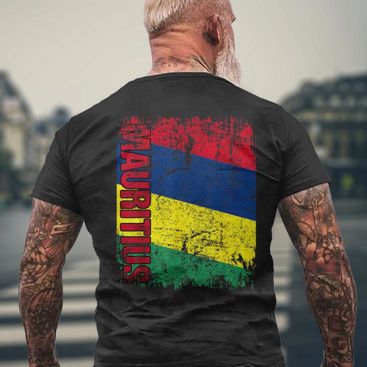 Mauritius Flag Vintage Distressed Mauritius Men's T-shirt Back Print Gifts for Old Men