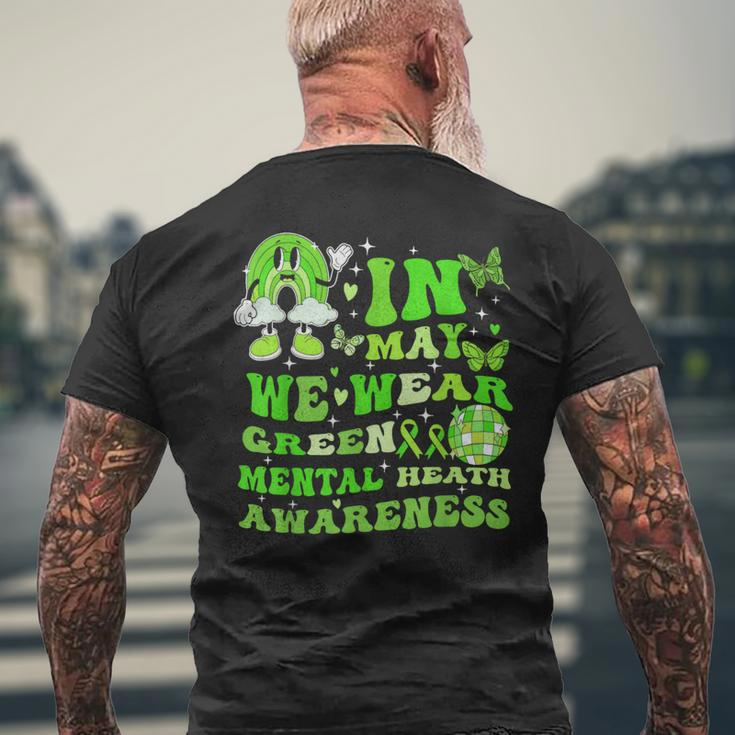 In May We Wear Green Mental Health Awareness Disco Ball Men's T-shirt Back Print Gifts for Old Men