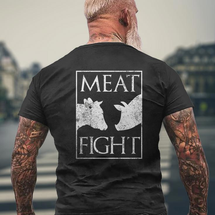 Meat Fight Bbq Pitmaster Cow And Pig T-Shirt Mens Back Print T-shirt Gifts for Old Men