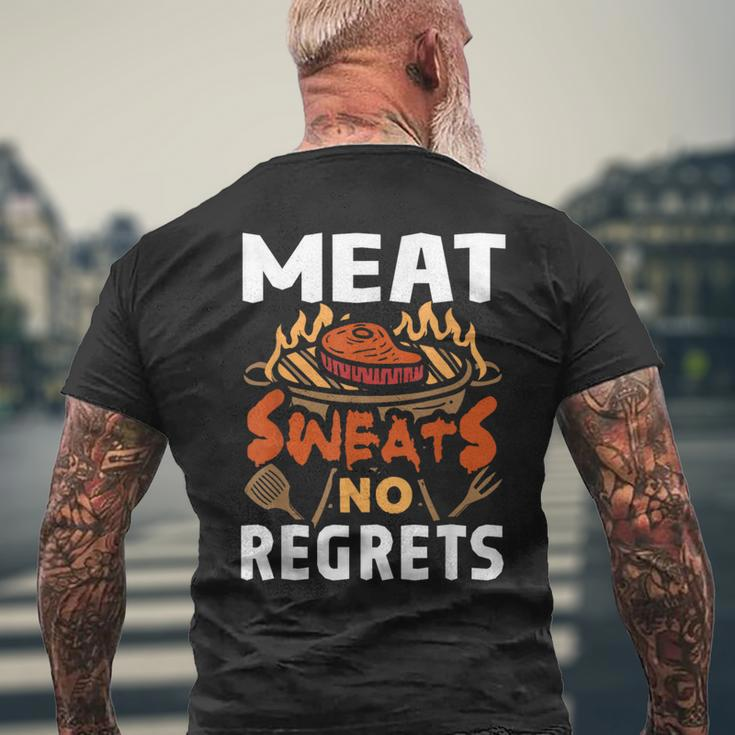 Meat Sweats No Regrets Barbecue Bbq Grill Bacon Men's T-shirt Back Print Gifts for Old Men