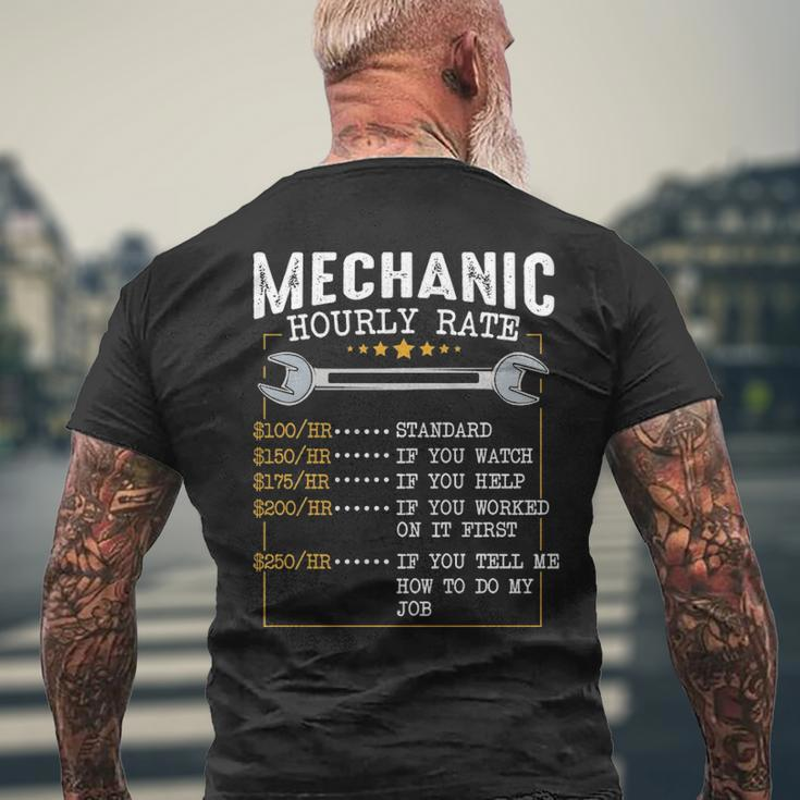 Mechanic Hourly Rate Labor Rates Co Workers Car Lover Men's T-shirt Back Print Gifts for Old Men