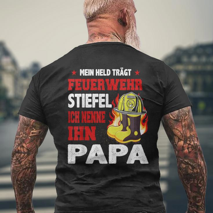 Mein Held Feuerwehrmann Papa Kurzärmliges Herren-T-Kurzärmliges Herren-T-Shirt, Feuerwehr Motiv Tee Geschenke für alte Männer