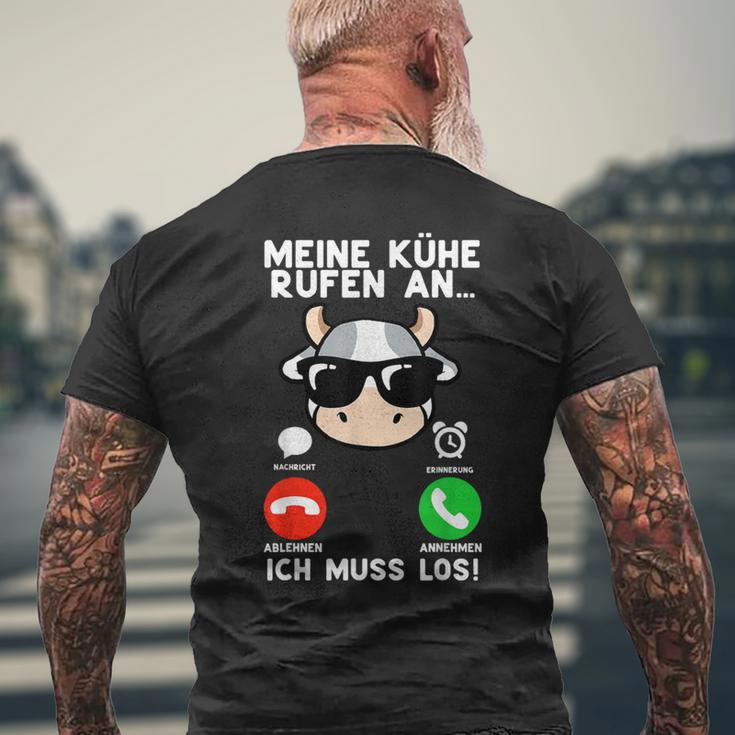 Meine Kühe Rufen An Lustig Bauernhof Taurus Cow Farmer T-Shirt mit Rückendruck Geschenke für alte Männer