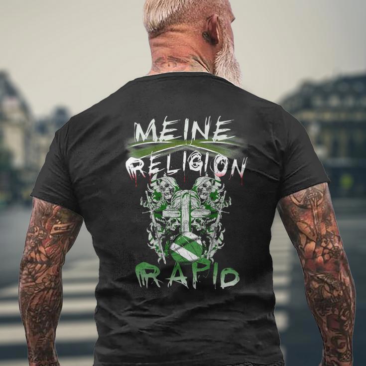 Meine Religion Rapid Fußballfan-Kurzärmliges Herren-T-Kurzärmliges Herren-T-Shirt, Schwarz, Fanbekleidung Geschenke für alte Männer