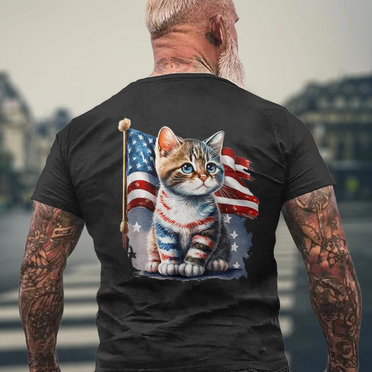 Memorial Day Cat 4Th Of July Patriotic Usa Flag Men's T-shirt Back Print Gifts for Old Men