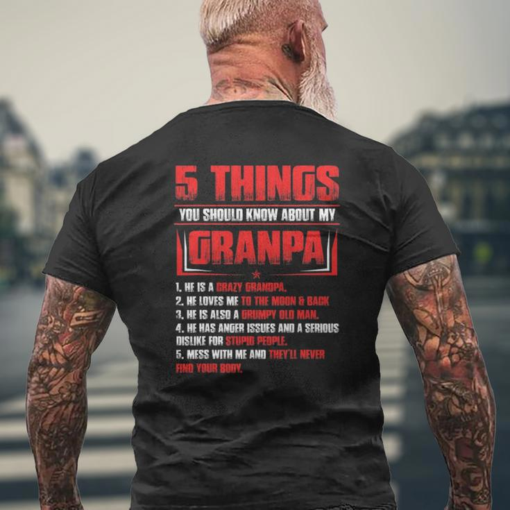 Mens 5 Things You Should Know About My Grandpa Father's Day Mens Back Print T-shirt Gifts for Old Men