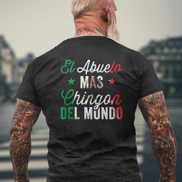 Mens Abuelo Mas Chingon Del Mundo Mexican Flag Cinco De Mayo Mens Back Print T-shirt Gifts for Old Men