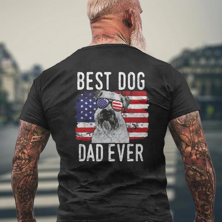 Mens American Flag Best Dog Dad Ever Soft Coated Wheaten Terrier Mens Back Print T-shirt Gifts for Old Men