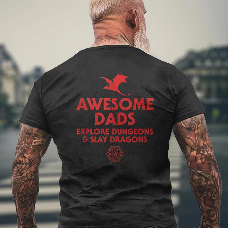 Mens Awesome Dads Explore Dungeons And Slay Dragons Dad Mens Back Print T-shirt Gifts for Old Men