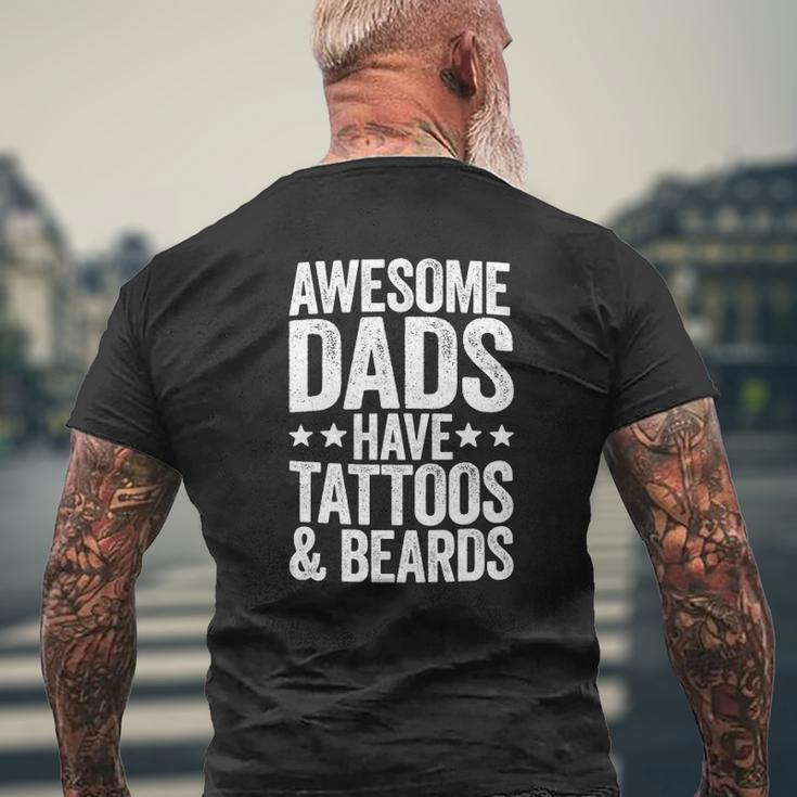Mens Awesome Dads Have Tattoos And Beards Father's Day Mens Back Print T-shirt Gifts for Old Men