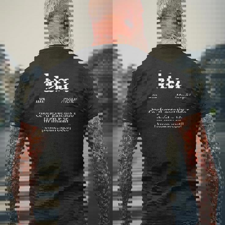 Mens Baba Greek For Dad Father's Day Presents Mens Back Print T-shirt Gifts for Old Men