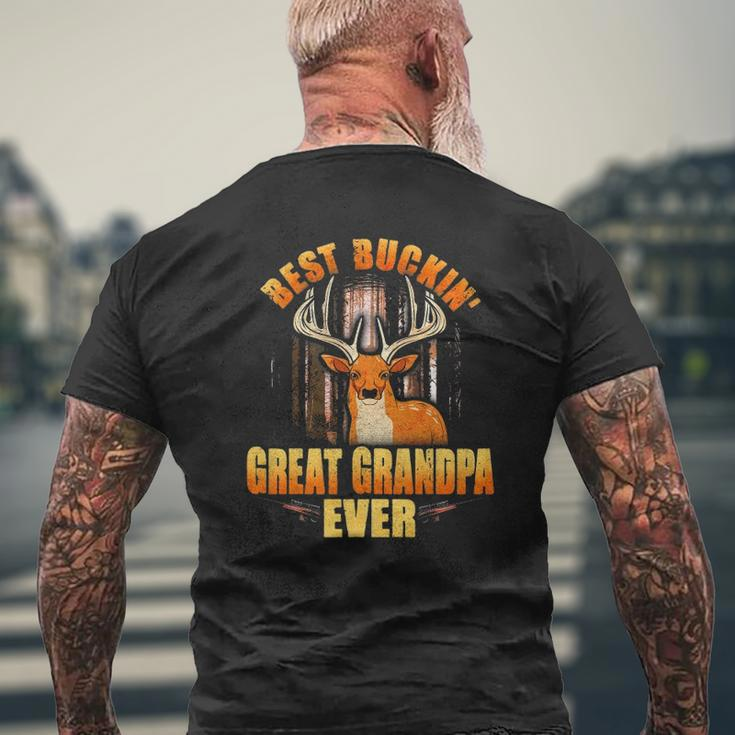 Mens Best Buckin' Great Grandpa Ever Deer Hunting Father's Day Mens Back Print T-shirt Gifts for Old Men