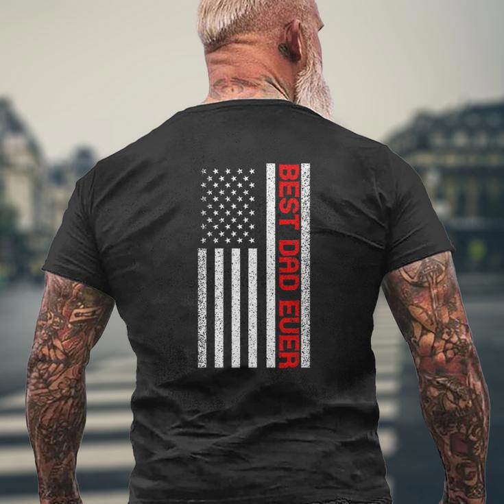 Mens Best Dad Ever Thin Red Line Dad Fathers Day American Flag Mens Back Print T-shirt Gifts for Old Men
