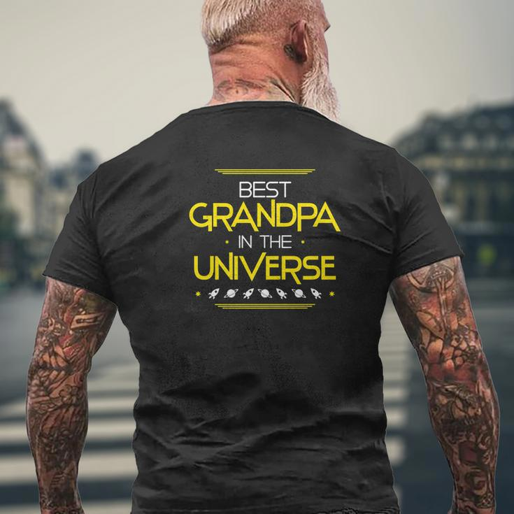Mens Best Grandpa In The Universe Fathers Day Space Kids Premium Mens Back Print T-shirt Gifts for Old Men