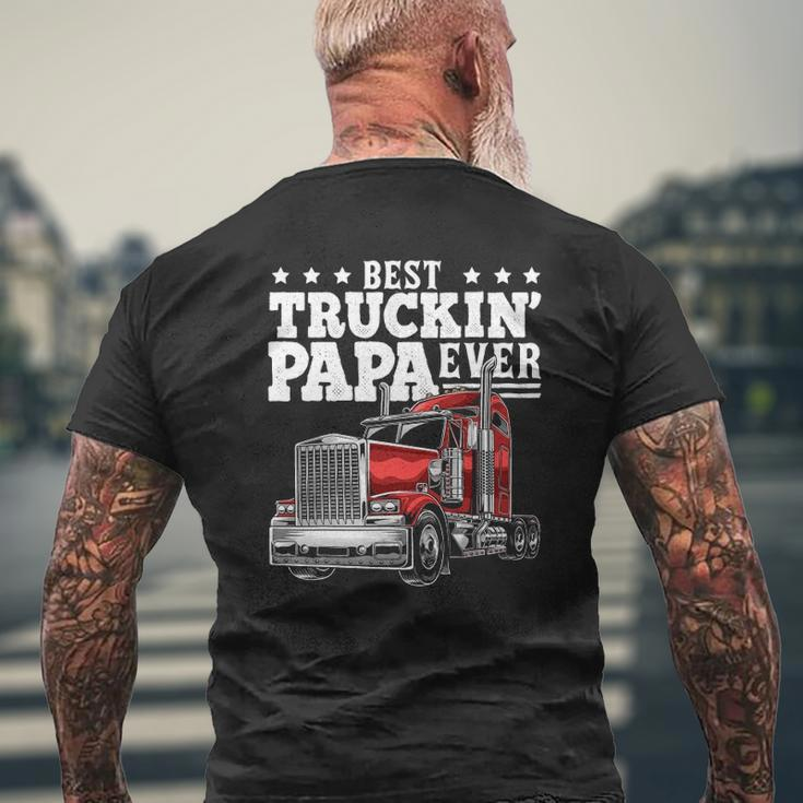 Mens Best Truckin Papa Ever Big Rig Trucker Father's Day Men Mens Back Print T-shirt Gifts for Old Men