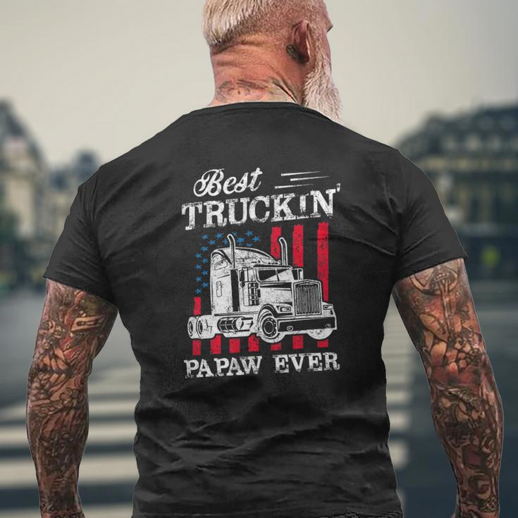 Mens Best Truckin Papaw Ever Big Rig Trucker Father's Day Mens Back Print T-shirt Gifts for Old Men