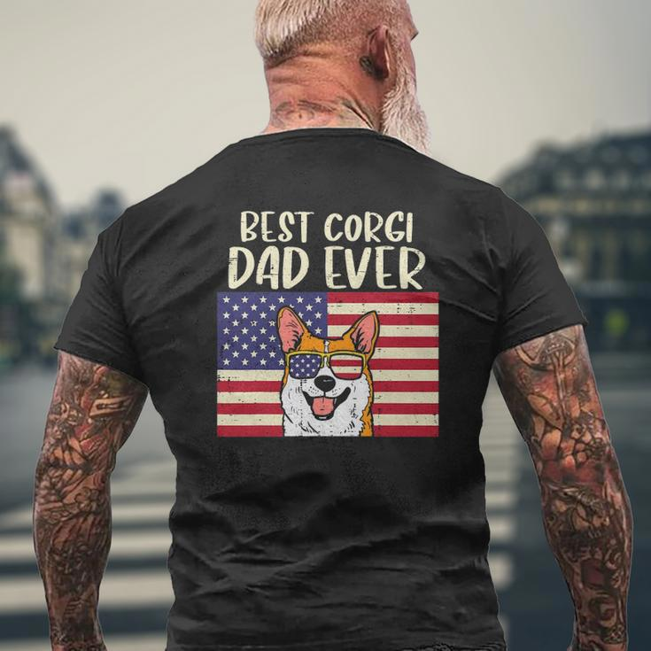 Mens Best Welsh Corgi Dad Ever Us Flag Patriotic Pet Dog Men Mens Back Print T-shirt Gifts for Old Men