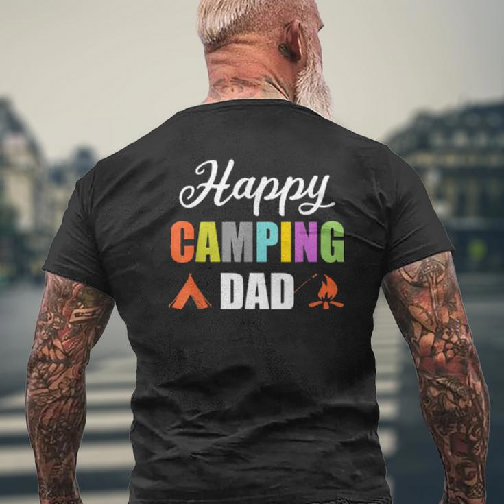 Mens Campfire Tent Camper Dad Father Happy Camping Mens Back Print T-shirt Gifts for Old Men