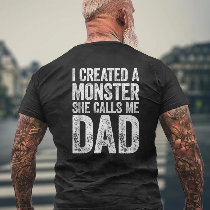 Mens I Created A Monster She Calls Me Dad Father's Day Mens Back Print T-shirt Gifts for Old Men