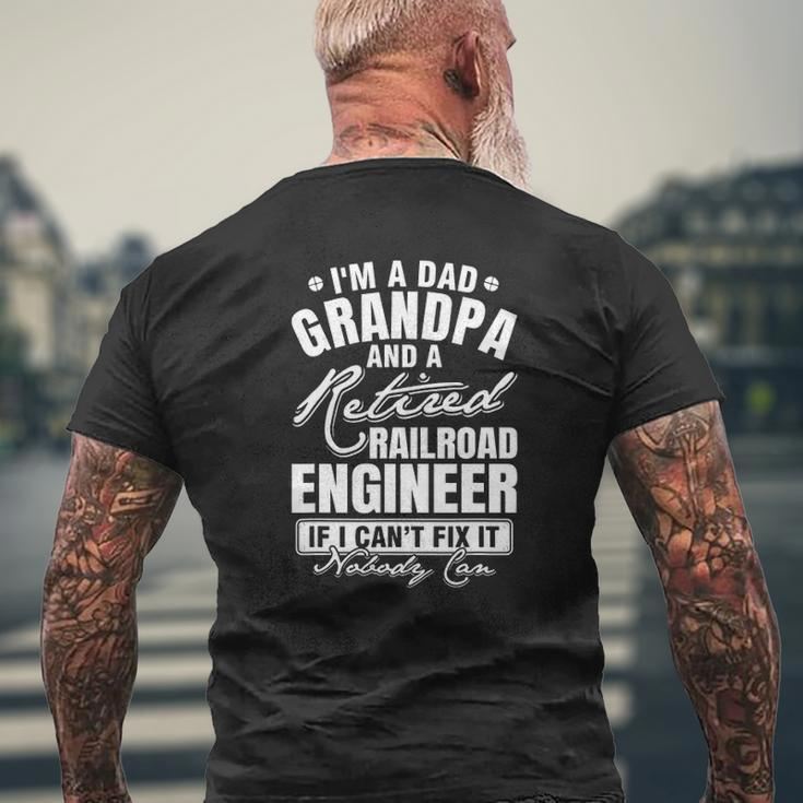 Mens Dad Grandpa And A Retired Railroad Engineer Father's Day Mens Back Print T-shirt Gifts for Old Men