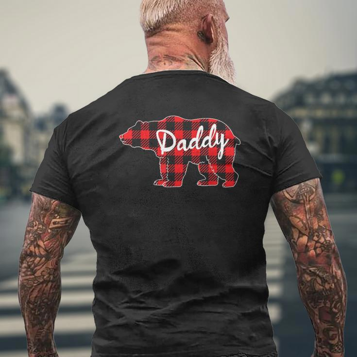 Mens Daddy Bear Buffalo Plaid Family Matching Father's Day Mens Back Print T-shirt Gifts for Old Men