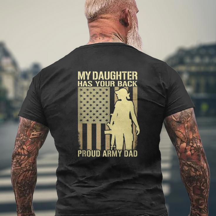 Mens My Daughter Has Your Back Proud Army Dad Military Father Mens Back Print T-shirt Gifts for Old Men