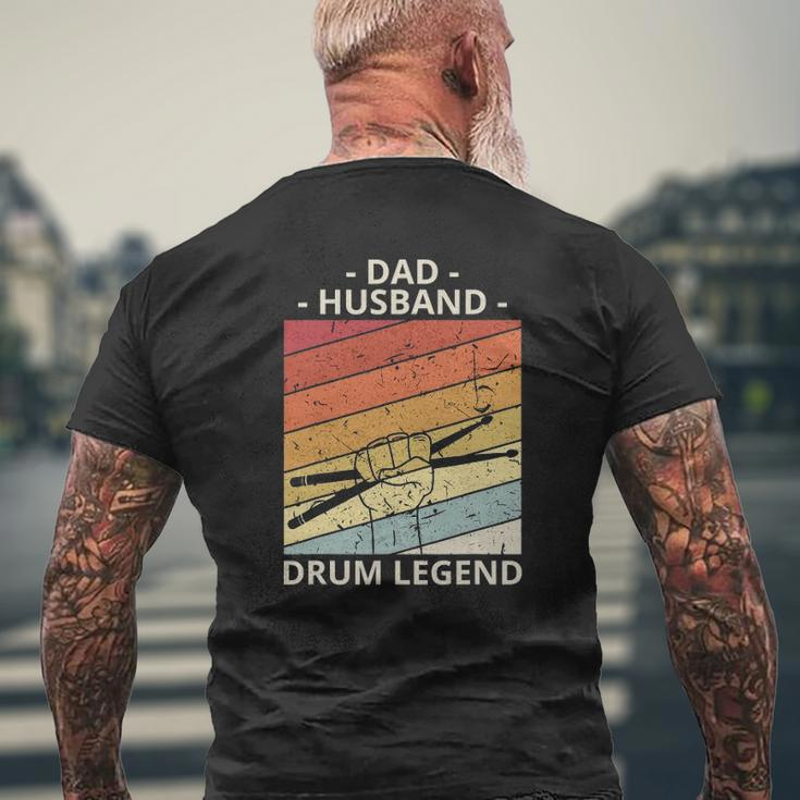 Mens Drummer Dad Dad Husband Drum Legend Mens Back Print T-shirt Gifts for Old Men