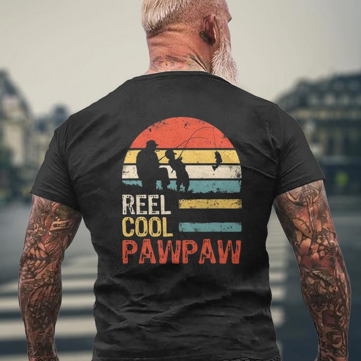 Mens Father's Day Fishing Reel Cool Pawpaw Mens Back Print T-shirt Gifts for Old Men