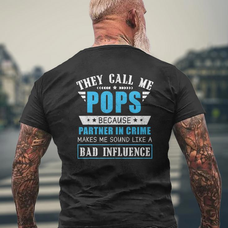 Mens Fathers Day They Call Me Pops Because Partner In Crime Mens Back Print T-shirt Gifts for Old Men