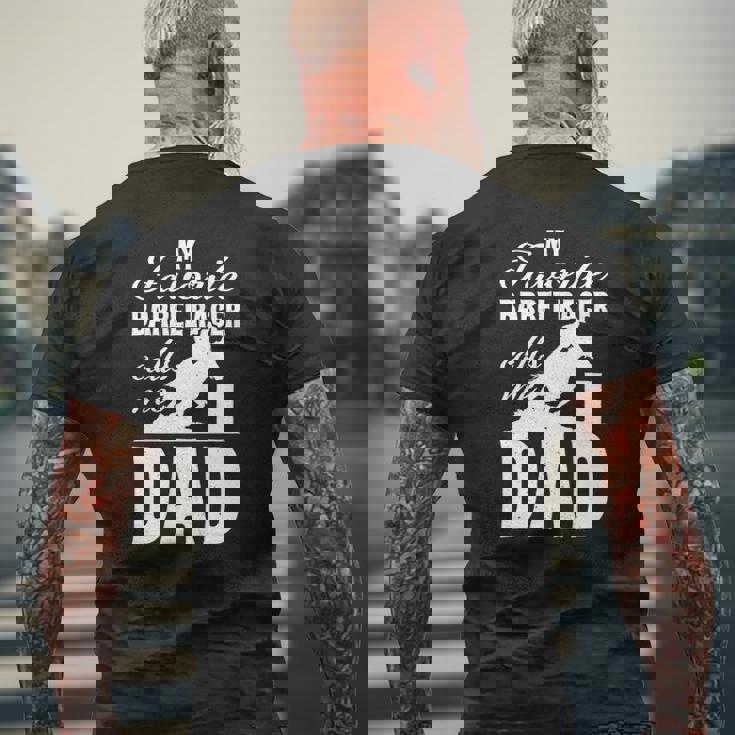 Mens My Favorite Barrel Racer Calls Me Dad Barrel Racing Mens Back ...